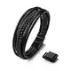 SERASAR Lederarmband Herren Schwarz 19cm - Armband Männer Leder Armreif Lederband Herrenschmuck Armkette Flecht Wickelarmband Kette Men Leather Bracelet