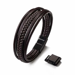 SERASAR Herren Lederarmband Braun