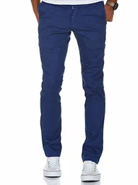 Herren Slim Fit Stretch Chino Hose Jeans 7010-09 Blau W31/L32