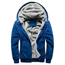 MRULIC Herren Hoodie Pullover Winter Warme Fleece Jacke Zipper Sweater Jacke Outwear Mantel RH-054(Blau,EU-44/CN-L)