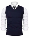 iClosam Herren Pullunder V-Ausschnitt Comfort Fit Strickweste Blau