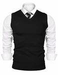 iClosam Herren Pullunder V-Ausschnitt Comfort Fit Strickweste Schwarz