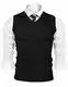 iClosam Herren Pullunder V-Ausschnitt Comfort Fit Baumwoll Strickweste (Schwarz, M)