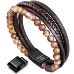 murtoo Armband Herren Leder Naturstein braun (22.5)