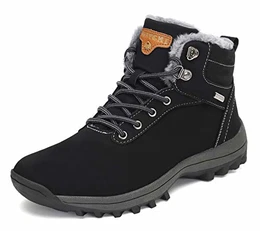 Warme Winterschuhe Herren Gefüttert Wanderschuhe Männer Wasserdicht Winterstiefel Outdoor Winter Boots rutschfest Schneestiefel Schwarz, 43