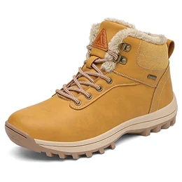 Warme Winterschuhe Herren Damen Winterstiefel Outdoor Winterboots Gefüttert Schneestiefel Gelb 48