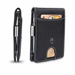Geldbeutel Männer mit Geldklammer Zurich Geldbörse Herren Kartenetui Slim Portemonnaie Wallet Portmonaise klein Geldtasche Portmonee RFID Kreditkartenetui Brieftasche Carbon Geldclip EC