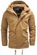 Indicode Herren Chance Parka m. Kapuze & 5 Taschen   warme Winterjacke m. Stehkragen robuste Herrenjacke gefütterter Winterparka Outdoorjacke Dicke Lange Winter Jacke f. Männer Tobacco L