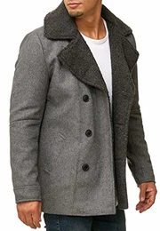 Indicode Herren Basire Winter Wollmantel Jacke Mantel Pewter M