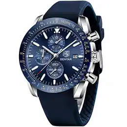 Herren Uhr BENYAR Armbanduhr für Männer Chronograph Analogue Quartz Silikonband Wasserdicht 30ATM Mode Mode Sport Armbanduhr Elegantes Geschenk Vatertag