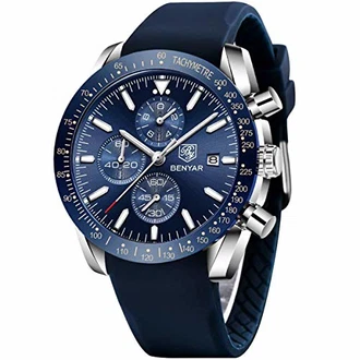Benyar Herren Chronograph Analog Armbanduhr Blau