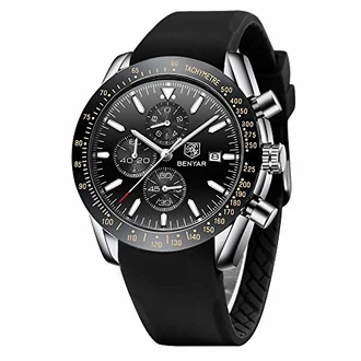 Benyar Herren Chronograph Analog Armbanduhr Schwarz