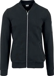 Herren Sweat Bomber Jacket Bomberjacke, Schwarz, XXXX-Large (Herstellergröße: 4XL)