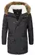 MARIKOO Herren Winterjacke Kapuze Kunstfell Winter Jacke Parka warm lang B629 [B629-Ansaya-Schwarz-Gr.S]