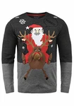 Blend Rudolph Herren Strickpullover Weihnachtspullover Mit Rundhalsausschnitt (74676) Charcoal/Santa (70821)