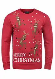 Blend BHRudolph Herren Weihnachtspullover Winter Pullover Strickpullover Weihnachtspulli mit Rundhals-Ausschnitt Regular fit, Größe:M, Farbe:Pomp Red/Christmas (73859)