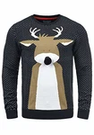 Blend Rudolph Herren Strickpullover Weihnachtspullover Mit Rundhalsausschnitt (74676) Dark Navy/Nose (74677)