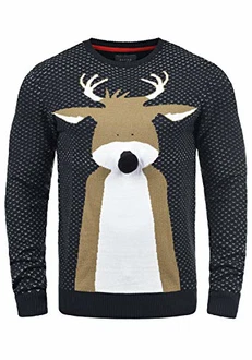 Blend Rudolph Herren Strickpullover Weihnachtspullover Mit Rundhalsausschnitt (74676) Dark Navy/Nose (74677)