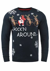 Blend Rudolph Herren Strickpullover Weihnachtspullover Mit Rundhalsausschnitt (74676) Dark Navy/Dance (74678)