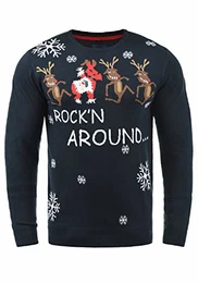 Rudolph Herren Strickpullover Weihnachtspullover Mit Rundhalsausschnitt, Größe:M, Farbe:Dark Navy/Dance (74678)