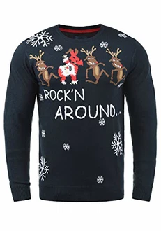 Blend Rudolph Herren Strickpullover Weihnachtspullover Mit Rundhalsausschnitt (74676) Dark Navy/Dance (74678)