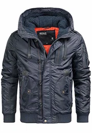 Indicode Herren Pacome Winterjacke m. Plüsch Kapuze & Stehkragen warme robuste Herrenjacke Winddichte Outdoorjacke Übergangsjacke Regenjacke wetterfeste Winter Jacke f. Männer Navy S