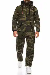 Finchsuit 1 Herren Jogging Anzug Trainingsanzug Sportanzug FMJS135, Camo Grün, M