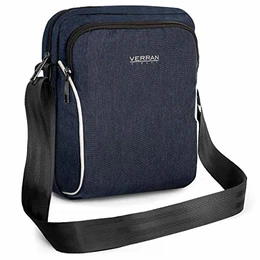 Verran Umhängetaschen Herren Vintage Messenger Bag Wasser- und Kratzfeste Umhängetasche mit Stoßdämpfer Tablettenhalter 26x6x21 Zentimeter Navy Blau
