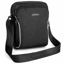 Verran Umhängetaschen Herren Vintage Messenger Bag Wasser- und Kratzfeste Umhängetasche mit Stoßdämpfer Tablettenhalter 26x6x21 Zentimeter Dunkler Kaffee