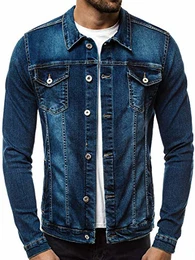 Herren Jeansjacke Jacke Jeans Übergangsjacke Sommerjacke Frühlingsjacke Herbstjacke Vintage Herrenjacke Herbst Übergangs Denim Bikerjacke Jacket Übergangs 777/325K BLAU M