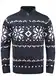 !Solid Norwin Herren Weihnachtspullover Norweger-Pullover Winter Strickpullover Troyer Grobstrick mit Stehkragen, Größe:M, Farbe:Insignia Blue Melange (8991)