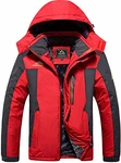 TACVASEN Herren Warme Skijacke Gefütterte Winterjacke Wasserabweisende mit Abnehmbarer Kapuzen Blau