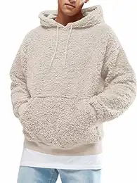 Pullover Herren Hoodie Herren Kapuzenpullover Plüsch Hoodie Sweatshirt Teddy-Fleece Pullover mit Taschen, Grau, L