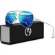 VVA Sonnenbrille Herren Pilotenbrille Polarisiert Pilotenbrille Polarisierte Sonnenbrille Herren Pilot Unisex UV400 Schutz durch V101(Blau/Silber)