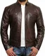 BRANDSLOCK Herren Lammfell Echt Leder Biker Jacke