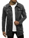OZONEE Herren Jeansjacke Übergangs Bikerjacke (777) dunkelgrau (777/015K)