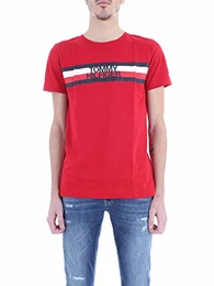Herren Tommy Logo Tee T-Shirt, Rot (Haute Red 611), Medium