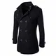 AOWOFS Mantel Herren Slim Fit Wintermantel Wolle mit Stehkragen Zweireiher Kurzmantel für Bussiness Freizeit