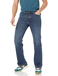 Herren Bootcut-Stretchjeans, Gerade Geschnitten, Mittlere Waschung, 40W / 32L
