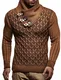 Leif Nelson Herren-Strickpullover Strick-Pulli mit Schalkragen Moderner Woll-Pullover Langarm LN5385 Camel Braun Medium