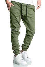 Lässige Herren Cargo Jogger Chino Hose Pants Mit Stretch R0702 Olive W32