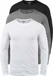 !Solid Basal Herren Longsleeve Langarm Shirt Mit Rundhalsausschnitt Aus 100% Baumwolle 3er Pack, Größe:M, Farbe:3er-Box-3