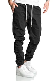 Lässige Herren Cargo Jogger Chino Hose Pants Mit Stretch R0702 Schwarz W32