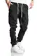 REPUBLIX Lässige Herren Cargo Jogger Chino Hose Pants Mit Stretch R0702 Schwarz W32