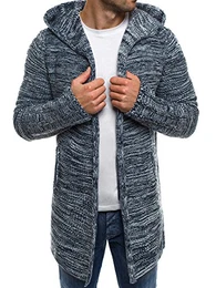 MOODOZ Herren Mix Strickjacke Kapuzenpullover Hoodie Sweatshirt Madmext 01734 DUNKELBLAU M