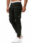 OneRedox Herren Chino Pants Jeans Skinny Fit Modell 3207 Schwarz