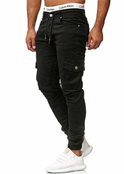 OneRedox Herren Chino Pants Jeans Skinny Fit Modell 3207 Schwarz
