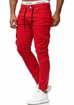 OneRedox Herren Chino Pants Jeans Skinny Fit Modell 3207 Rot