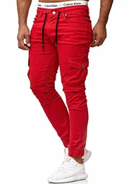 Herren Chino Pants Jeans Skinny Fit Modell 3207 Rot 28/32
