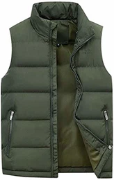 BeIM Herren Steppweste Weste Daunenweste Outdoor Weste Winterweste mit Stehkragen, Armee-grün, M